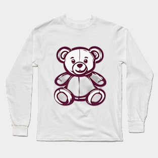 Maroon Glossy Bear Illustration No. 616 Long Sleeve T-Shirt